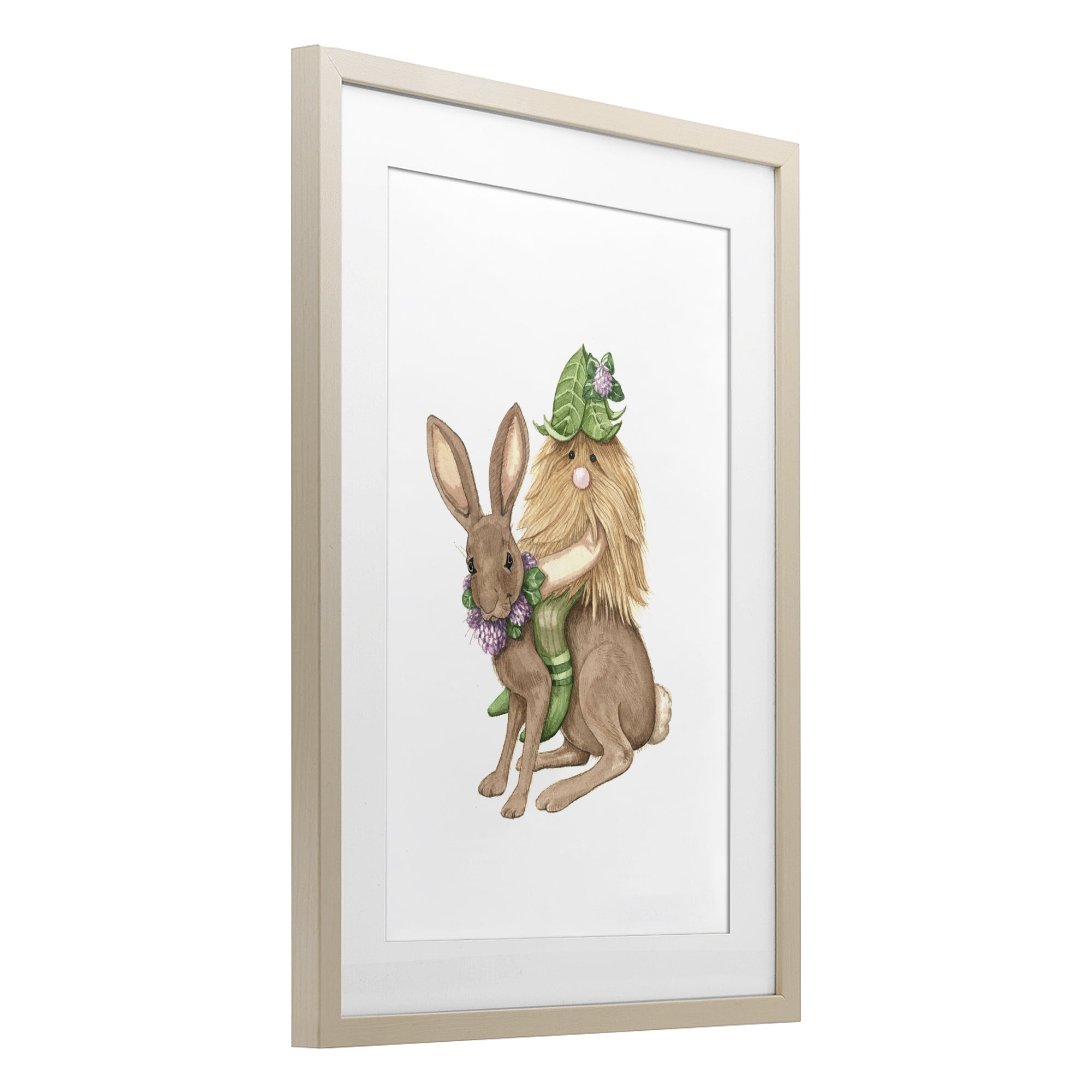 Stupell Industries Garden Elf Riding Rabbit Birch Framed Print Under Glass, design by Nancy Overton