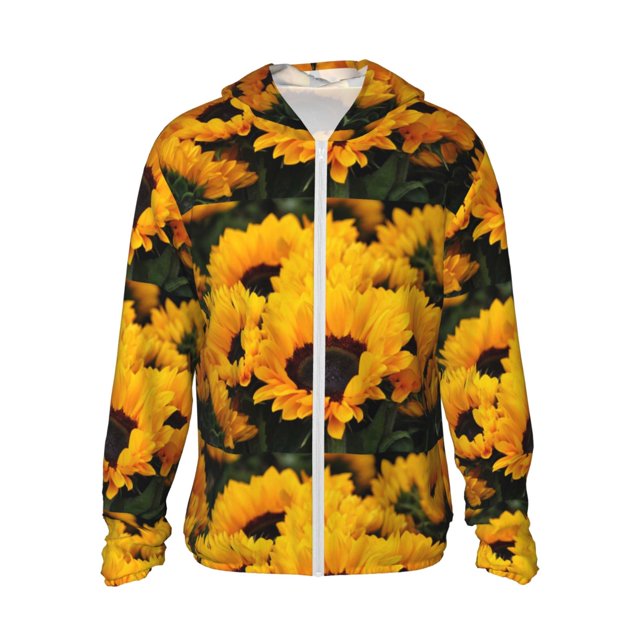 Balery Flower Bush Sunflower Sudadera ligera de manga larga con capucha y protección solar UPF 50+ para hombre y mujer, ideal para pesca y running-XX-Large