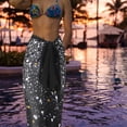 thumbnail image 2 of Un traje de baño de playa de aguas termales delgado de una pieza con lunares negros para mujer con falda cruzada, 2 of 5