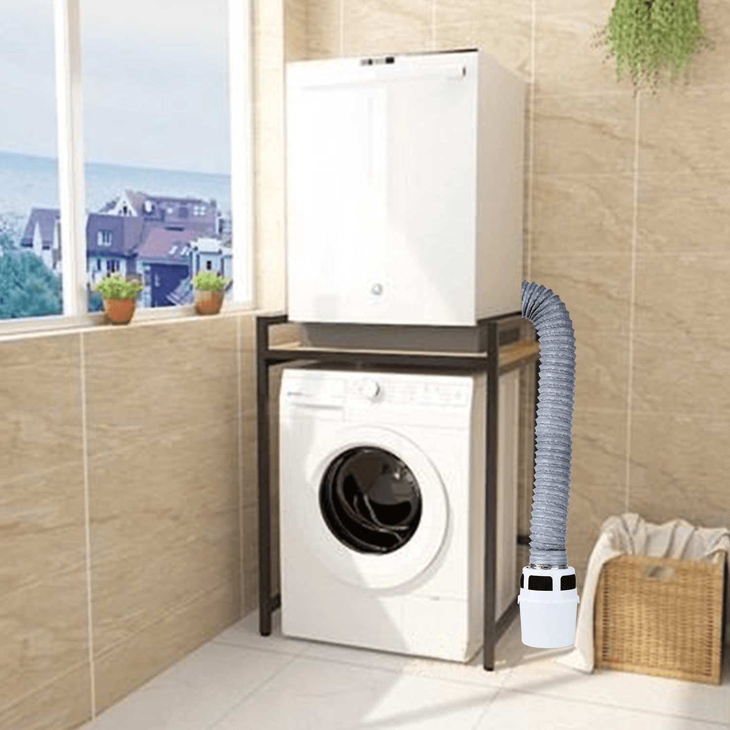 TUOOWO Indoor Dryer Vent Kit Lint Trap Bucket Dryer Vent for Apartment - No Duct Included