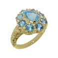 thumbnail image 1 of LBG British Made 18k Yellow GoldWomens Ring Natural Blue Topaz Statement Ring - 33 size options - Size 7.5, 1 of 8