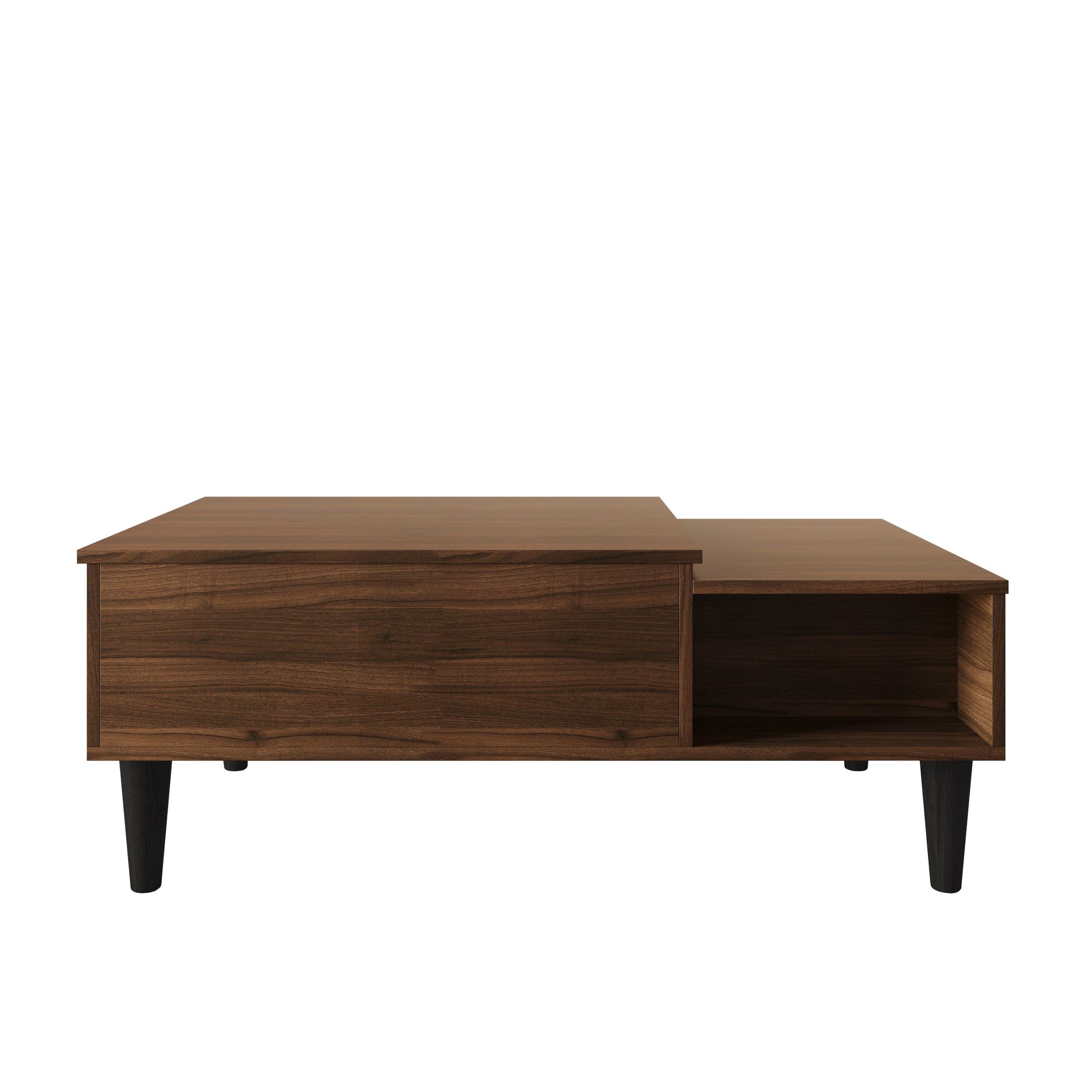 Home Design Caribou Lift-Top Coffee Table with Hidden Storage Compartment and Side Drawer, Sturdy Legs, Modern Design for Living Room, Brown Finish