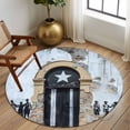 thumbnail image 3 of Round Area Rug 5 Ft, Puerto Rico Flag Washable Non-Slip Circle Carpet for Living Room/Bedroom, Retro Rustic Door Artwork Picture Prints Low-Profile Runner Mats Collection Rugs for Indoor, 3 of 7