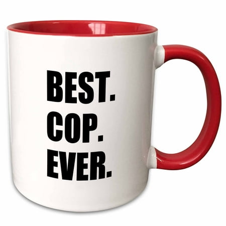 3dRose Best Cop Ever - fun text gifts for worlds greatest police officer - Two Tone Red Mug, (Best Gifts For Cops)