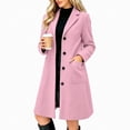 thumbnail image 5 of Vixolx Womens Mid Length Coat Notched Lapel Single Breasted Overcoat with Patch Pockets Fall Winter Business Casual Outerwear, 5 of 7