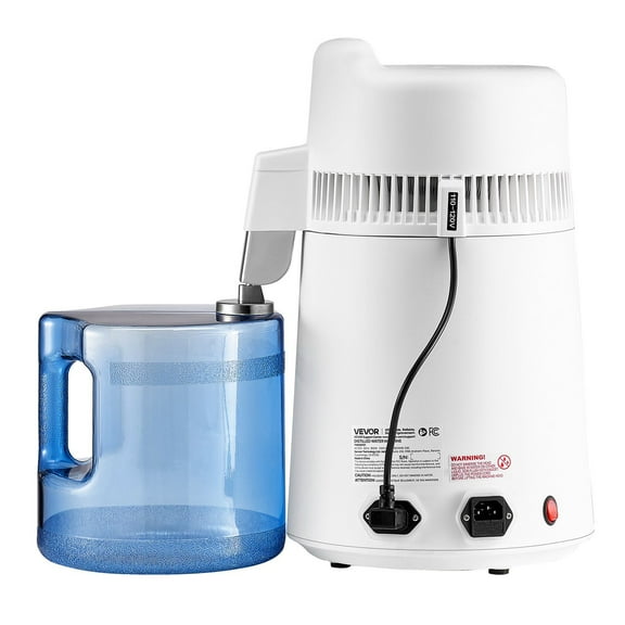 Home Water Distiller Machine, 900W 6L Countertop Purifier with Stainless Steel Boiling Chamber & Plastic Housing