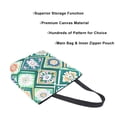 thumbnail image 3 of FORMRS Womens Canvas Tote Bag with Zipper Inner Pocket Shoulder Handbag, Green Geometric Flowers, 3 of 7