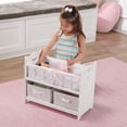 thumbnail image 2 of Badger Basket Wooden Doll Bed with Bed Liner, Pillows and Two Storage Baskets - Fits 18-Inch Dolls, White/Rose, 2 of 5