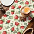 thumbnail image 4 of Table Runner - 72 Inch Long, Red Strawberry Kitchen Dining Table Runner Dresser Scarves, Summer Fruits Farmhouse Leaves Flower Pastoral Farmhouse Decor for Coffee Tables Wedding Party Banquet, 4 of 8