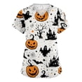 thumbnail image 2 of Junboys Halloween Women's Scrub Top - Short Sleeve V-Neck with Side Slits and Pockets, Professional Scrubs for Women, Funny Halloween Shirt, Cozy Fit Scrub Tops,Earthy Yellow 3XL, 2 of 5