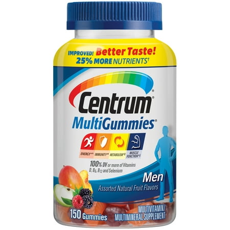 (2 pack) Centrum Men MultiGummies Multivitamin / Multimineral Supplement Gummies (Natural Cherry, Berry and Apple Flavor, 150 (Best Natural Vitamins For Men)