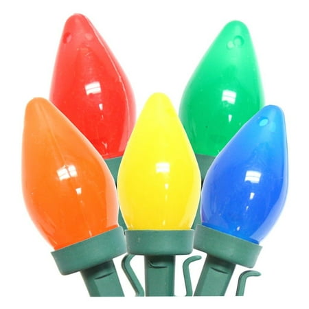 25 Microchip Led Gerson 72613 - 25 Light 15' Green Wire Multi-Color LED C7 Wedge Base Christmas Light String Set ()