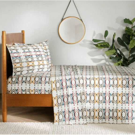 Pendleton 3-Piece 100% Cotton Flannel Sheet Set - TWIN, White Sands Multi