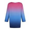 thumbnail image 5 of Blue Womens Tops 3/4 Sleeve Tops for Women Summer Notched V Neck Plain T Shirts Casual Cute Three Quarter Length Blouses Shirts for Women, 5 of 5