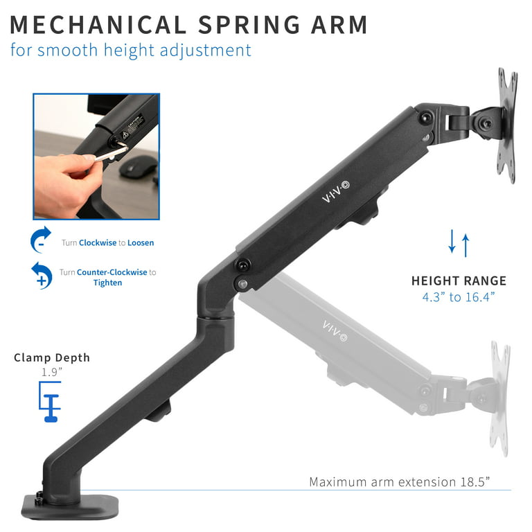 VIVO Black Articulating Dual Pneumatic Spring Arm Clamp-on Desk Mount  Stand, Fits 2 Monitor Screens 17 to 27 inches with Max VESA 100x100,  STAND-V102O