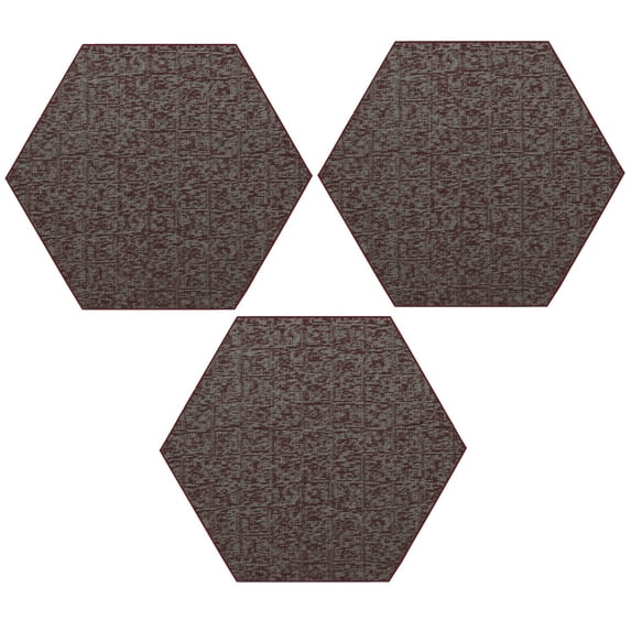 Furnish My Place Modern Indoor/Outdoor Commercial Burgundy Rug, Modern Area Rug, Baby Nursery Mat, Pet-Friendly Carpet for Living Room, Playroom, Made in USA, 3' Hexagon - Set of 3