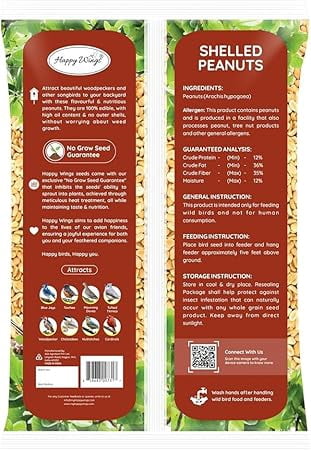 Happy Wings Shelled Peanuts Seeds Wild Bird Food - 5 Pounds I No Grow Seed I Bird Seed for Wild Birds