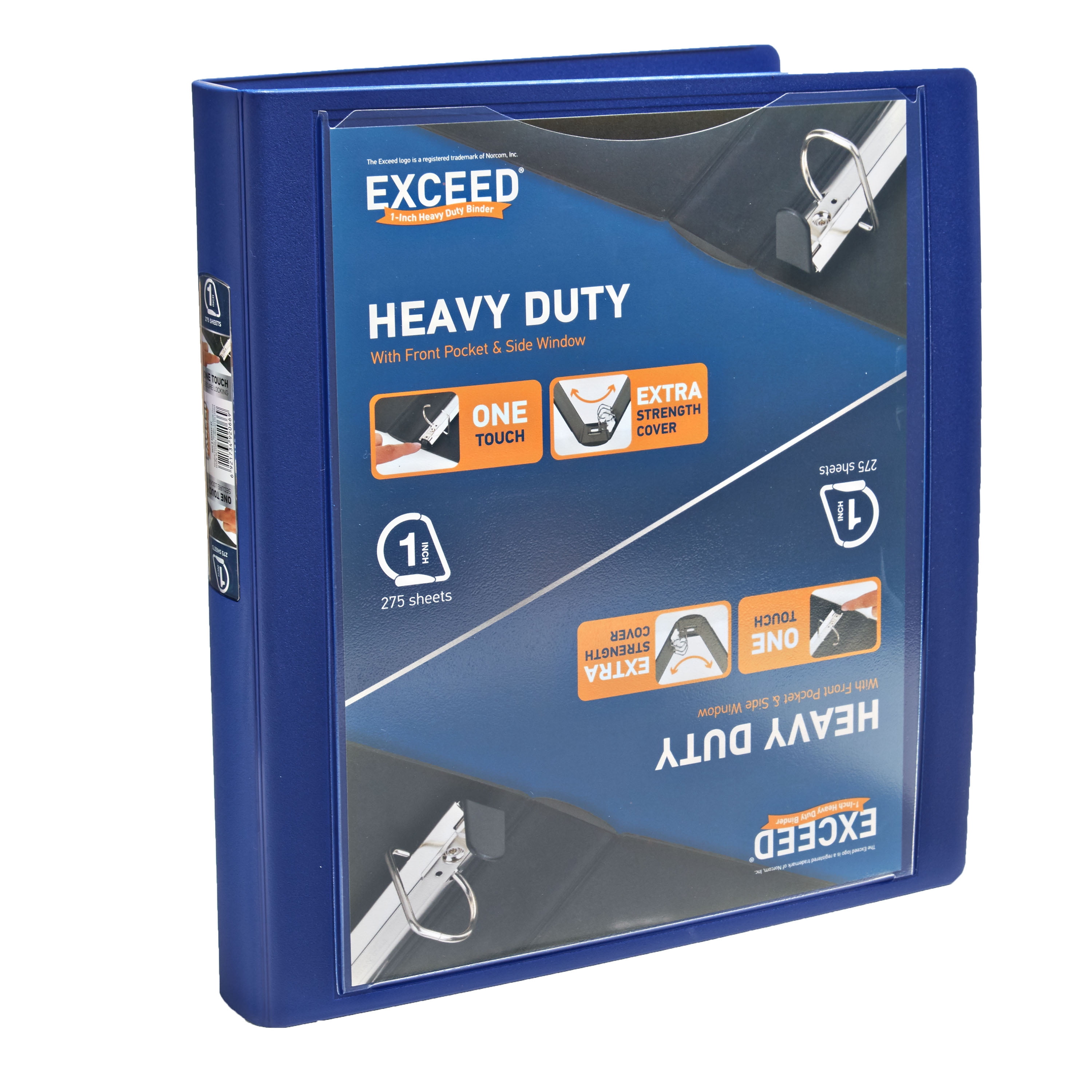 Exceed 3Ring Heavy Duty Binder, 1” Blue, Slant Ring