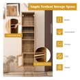 thumbnail image 5 of Rattan Storage Cabinet, 4 Tier Slim Bookshelf, Natural Wood Cabinet with Adjustable Shelves, Living Room Bedroom Organizer, 11.5"x11.5"x54", Natural/Black/White, 5 of 9