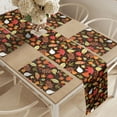 thumbnail image 2 of Ambesonne Autumn Table Runner & Placemats, Fall Season Foliage Doodle, Placemat 4 pcs + Runner 14"x72", Dark Brown and Multicolor, 2 of 2