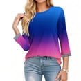 thumbnail image 4 of Ahuyic Womens Printed T-Shirt 3/4 Sleeve V-Neck Oversized Daily Casual Style Top XXL Hot Pink, 4 of 4