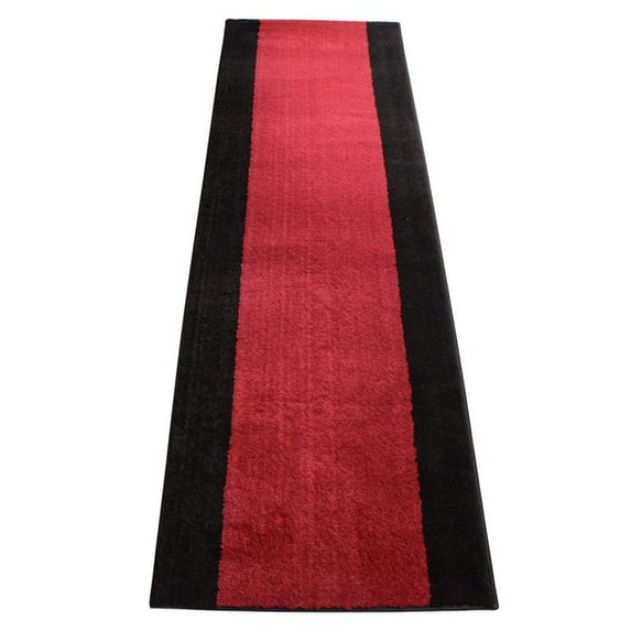 Machine Washable Custom Size Solid Bordered Black Red Runner Rug Cut to Size Indoor Hallway Rug Runners Customize by Feet and 25.5 inches Width Pick Your Own Lenght By Feet Runner Rugs