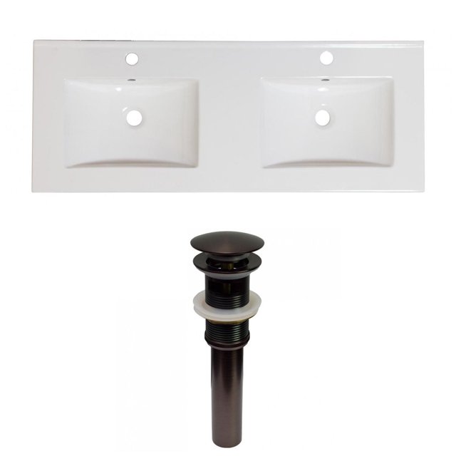 American Imaginations 48-in. W 1 Hole Ceramic Top Set In White Color - Overflow Drain Incl. AI-31632
