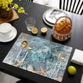 thumbnail image 3 of Blue Turtle Coastal Placemats Set of 6, Summer Beach Ocean Starfish Coral Placemats for Dining Table, Place Mats for Kitchen Tabletop, Waterproof Wipeable Dining Table Mats Set, 3 of 9