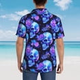 thumbnail image 4 of Fuzoiu cool crystal Skull flower Print Hawaiian Shirt for Men, Summer Beach Casual Short Sleeve Button Down Shirts, Men’s Beach Summer Shirts with Pocket,X-Large, 4 of 7