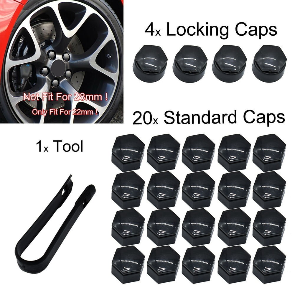 Leke 24Pcs 22mm Wheels Tyres Nuts Covers For Vauxhall Insignia Locking Cap Bolt Grey