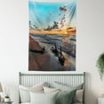 thumbnail image 3 of Driftwood Tapestry, Driftwood on a Lake at Sunset Landscape with Cloudy Sky Digital Image, Wall Hanging for Bedroom Living Room Dorm Decor, 60W X 80L Inches, Sky Blue and Apricot, by Ambesonne, 3 of 5