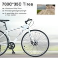 thumbnail image 3 of 700C Road Bike with Disc Brakes, 7 Speed Hybrid Bike, Bicycle for Adult Women Men, City Bike Suit for Rider 5'3"-5'8", White, 3 of 6