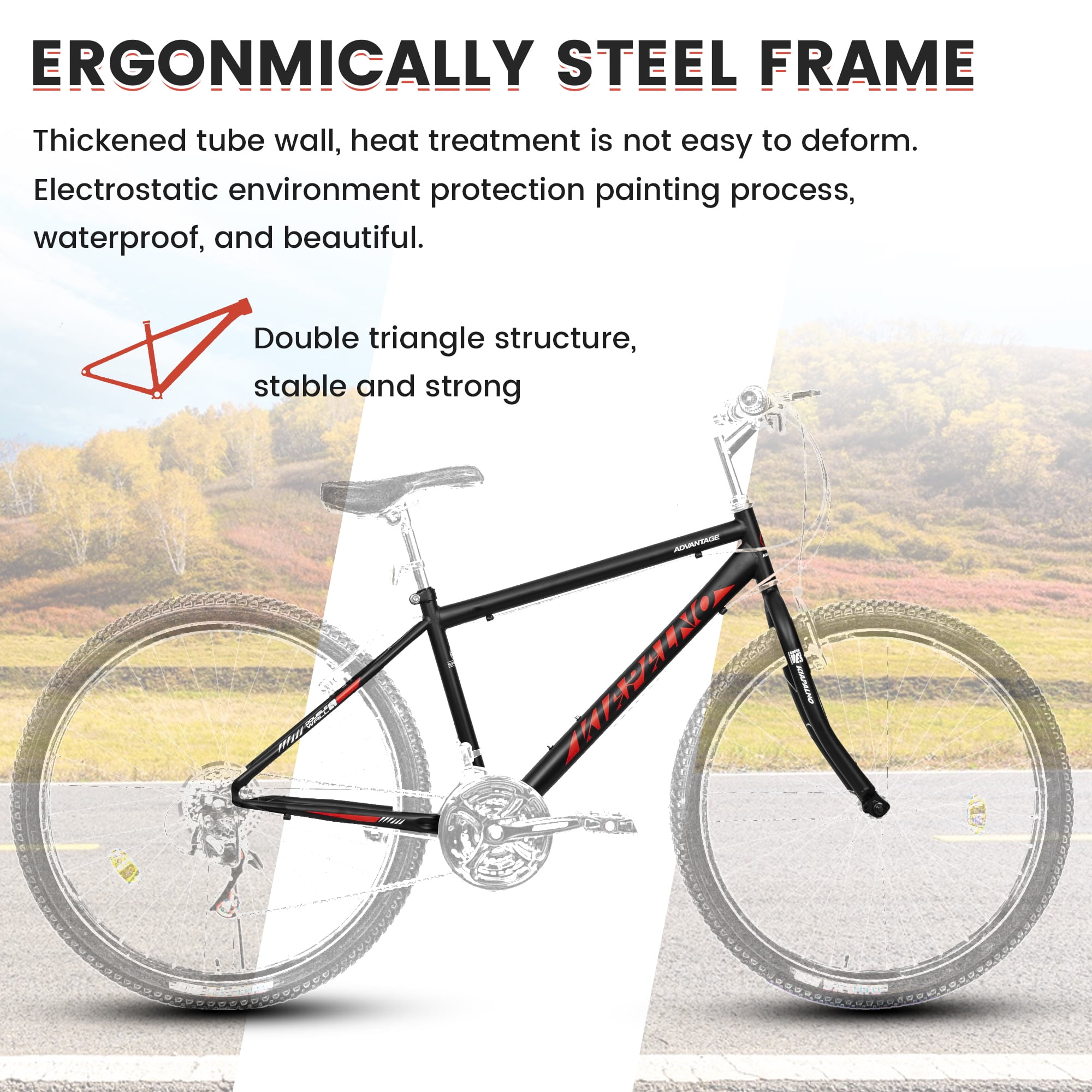 Ecarpat Mountain Bike 26 Inch for Men Women, 21 Speeds High-Carbon Steel Frame, Classic Adult Teens Sport Bicycle, V Brakes Bicycle for Snow City Commuters and Short Trip