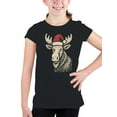 thumbnail image 2 of Festive Moose with Santa Hat Youth's T-shirt, 2 of 3