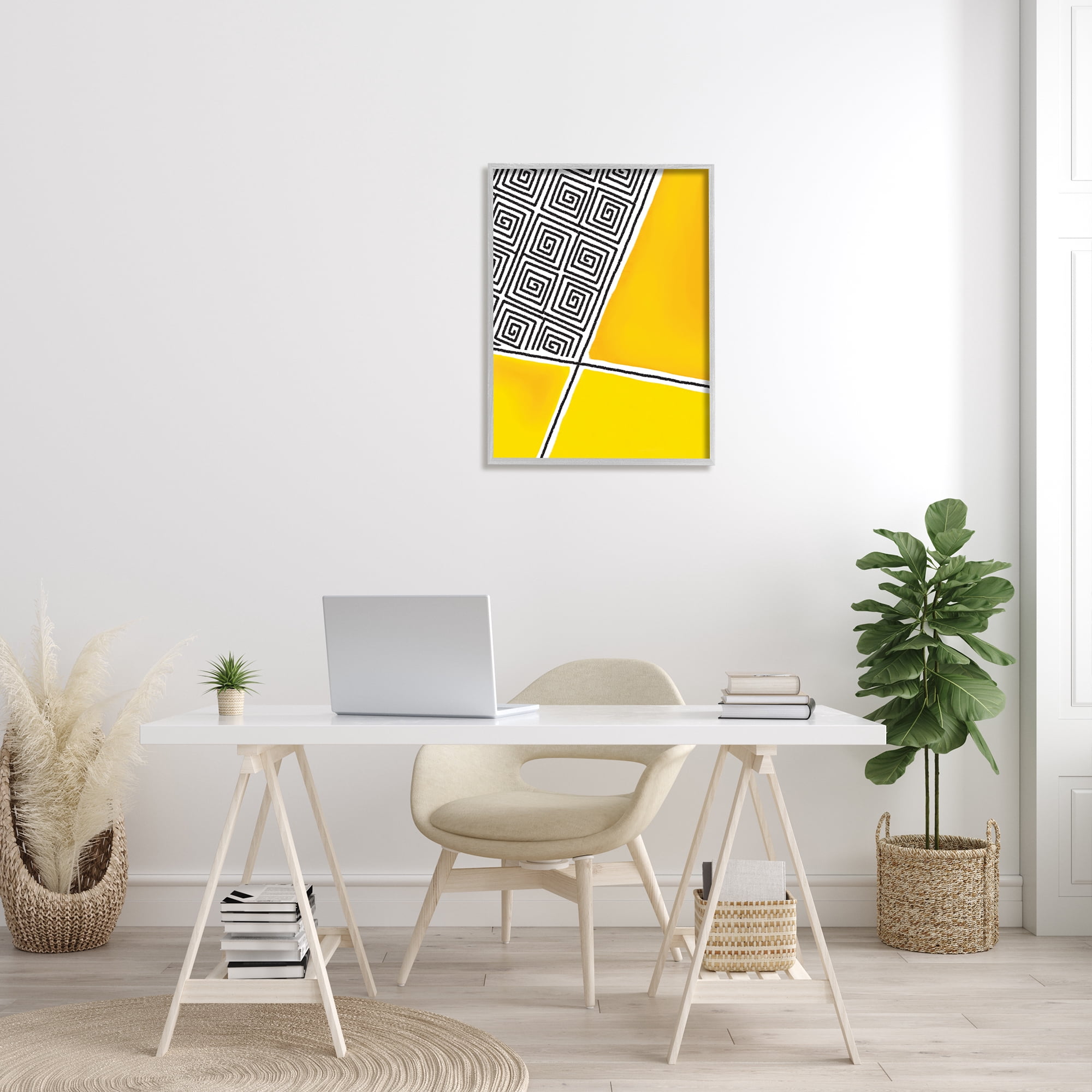 Stupell Industries Asymmetrical Geometrical Yellow Squares Abstract Lines, 24 x 30, Designed by Darlene Seale