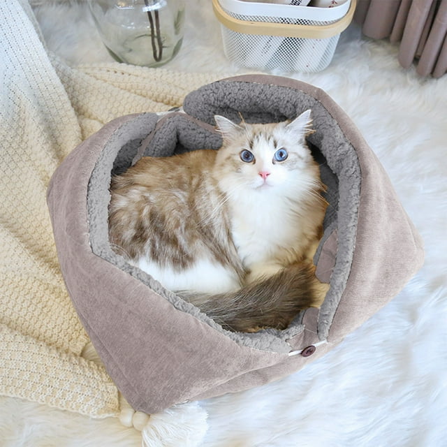 Caseta para Perros Plegable de Interior, Suave y Acogedora, para Perros y Gatos Pequeños, Medianos y Grandes | Cálida Cueva de Felpa con Cojín | Refugio para Mascotas Acogedor, Portátil y Fácil de Li