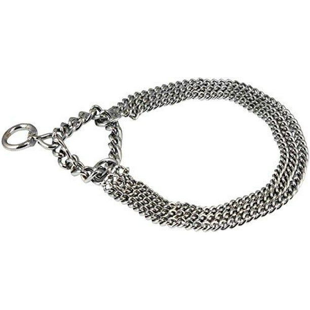 Triple Chain Martingale Dog Collar 2.5mm Link Chrome (19"22