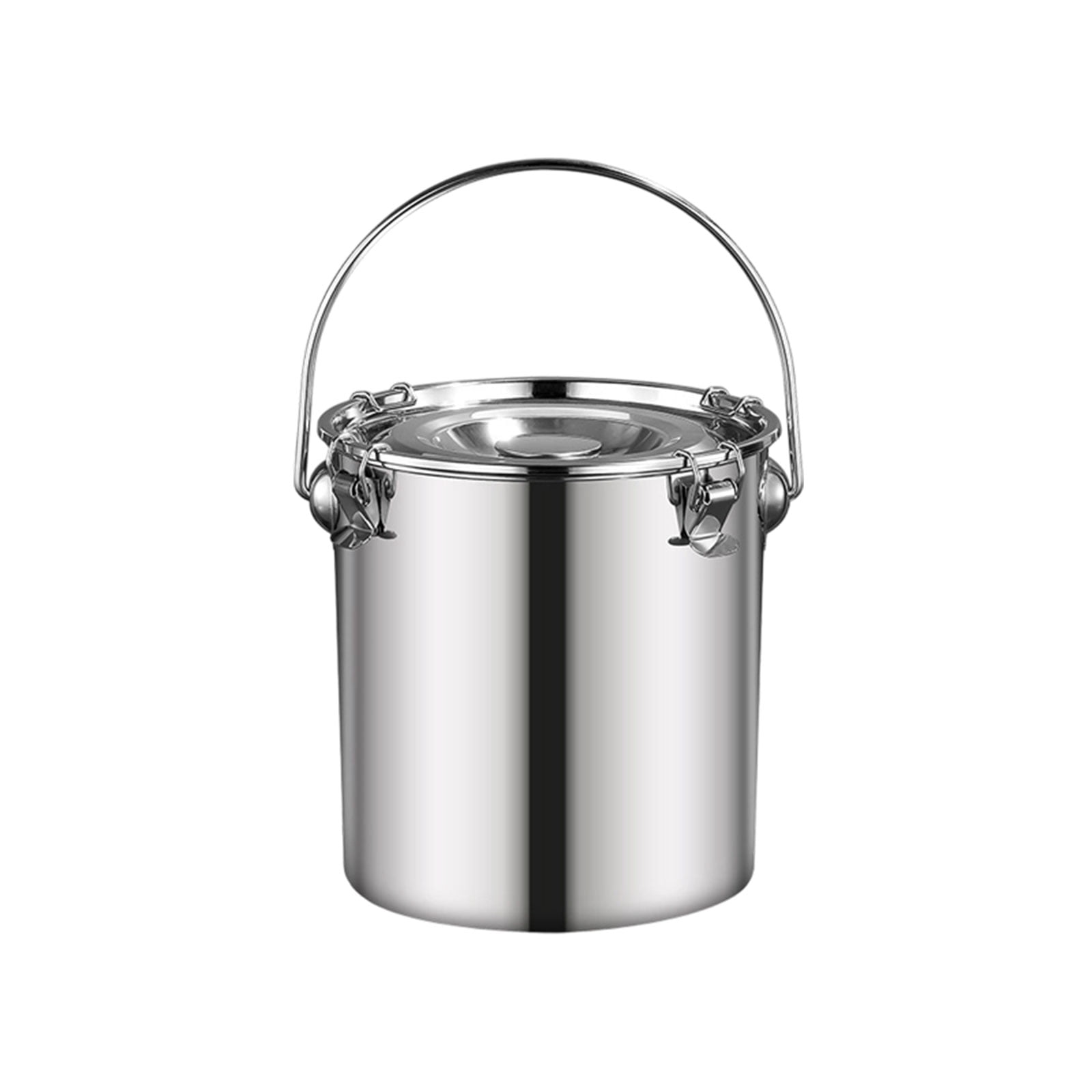 Food Storage Container, Stainless Steel Container, Kitchen Food Storage Container, BucketwithLidandHandle, 9.84in, 1 Pc, Reflective, Storage Pantry, Sealed Canister, Airtight
