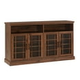 thumbnail image 3 of Walker Edison Classic Glass Door TV Stand for TVs up to 65", Dark Walnut, 3 of 18
