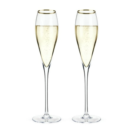 Elegant Crystal Glass - Champagne Flute, Gold Rimmed Crystal Riedel Vintage Elegant Champagne Flutes