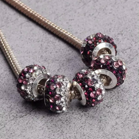 U8MO 5pcs Rondelle 7x11mm Rhinestones European Charm Big Hold Beads For DIY Bracelet-8# Purple