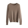 thumbnail image 5 of Women's 100% Merino Wool 2024 Fall Winter First-Line Ready to Wear Long Sleeve Seamless Knit Crewneck Sweater Coffee M, 5 of 9