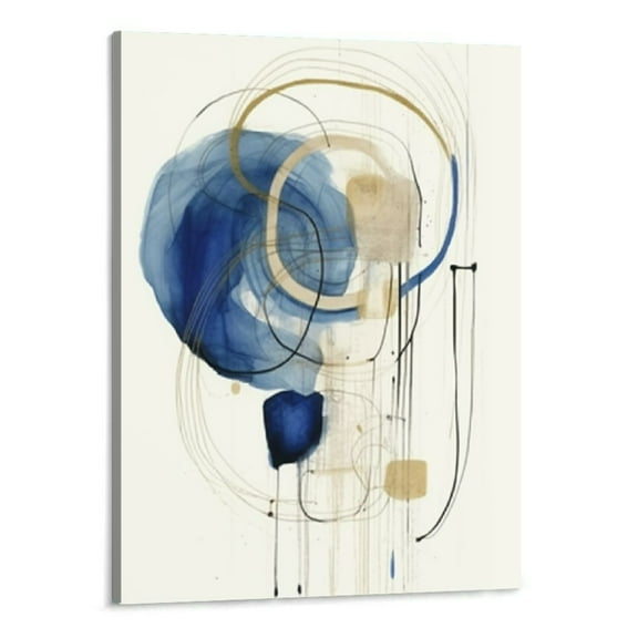 Creowell  Blue Abstract Wall Art Navy Blue and Gold Wall Decor Blue Art Wall Decor Blue and White Wall Art Navy Wall Decor Navy Blue Bathroom Wall Decor Blue Canvas Wall Art 16x20 Inch