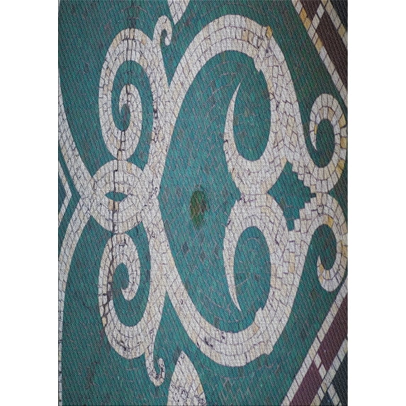 Ahgly Company Indoor Rectangle Patterned Dark Blue Grey Blue Novelty Area Rugs, 2' x 5'