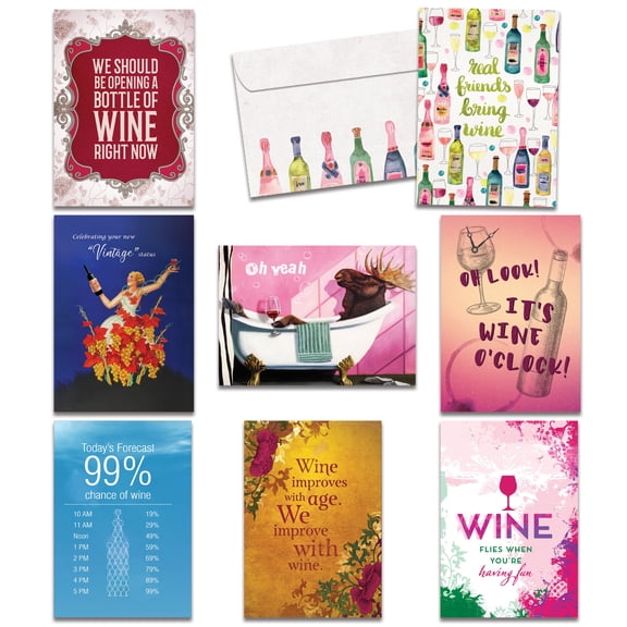 Tree-Free Greetings Birthday Greeting Card 8 Pack, 100% Recycled Paper, 5x7, Wine Lover's Birthday (GA53662)