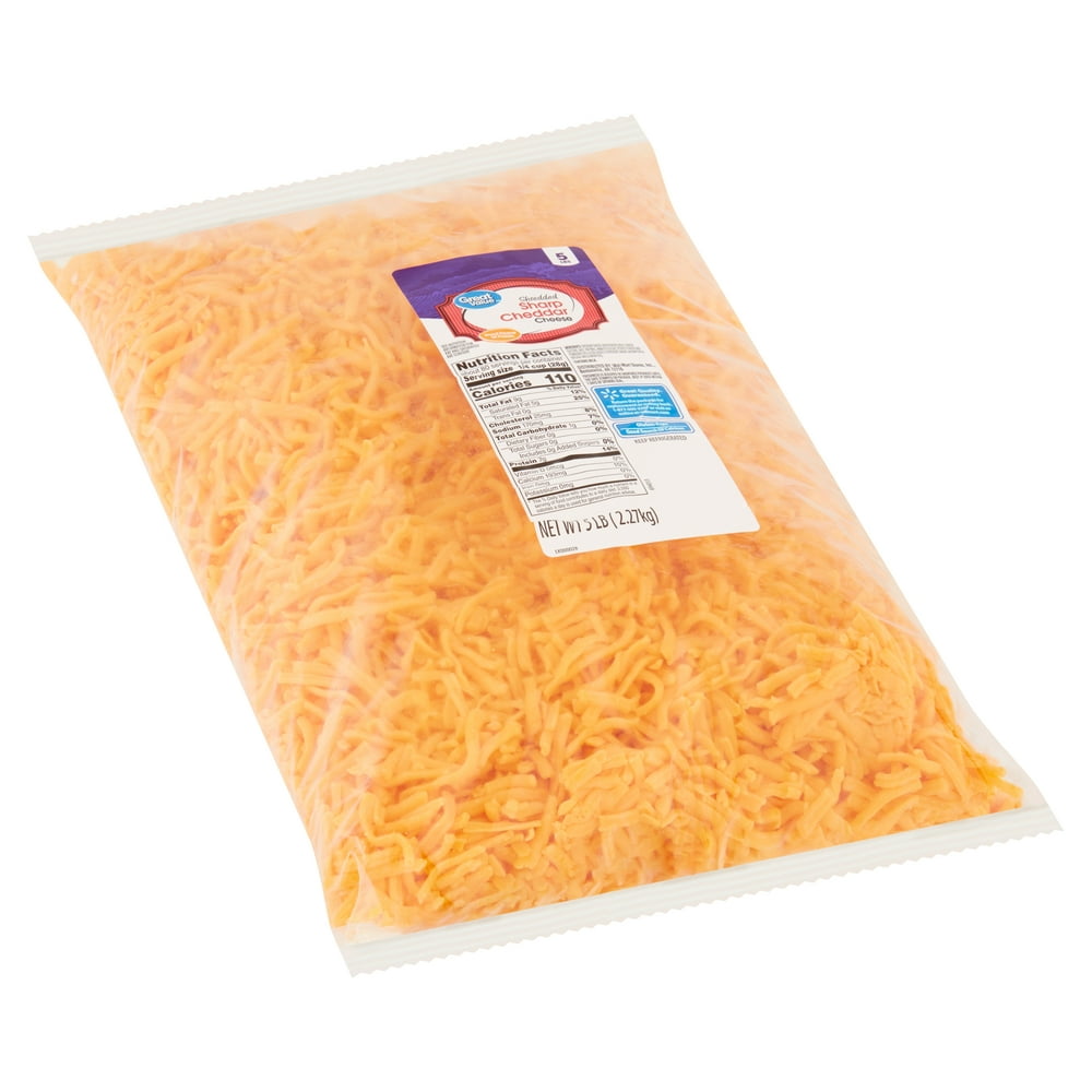Great Value Shredded Sharp Cheddar Cheese, 5 lb