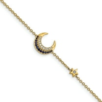 Primal Gold 14 Karat Polished Moon w/Star Sapphire & Dia. 7in Bracelet