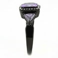thumbnail image 3 of Womens Black Purple Ring Squared Anillo Para Mujer Stainless Steel Ring with AAA Grade CZ in Amethyst Naples, 3 of 5