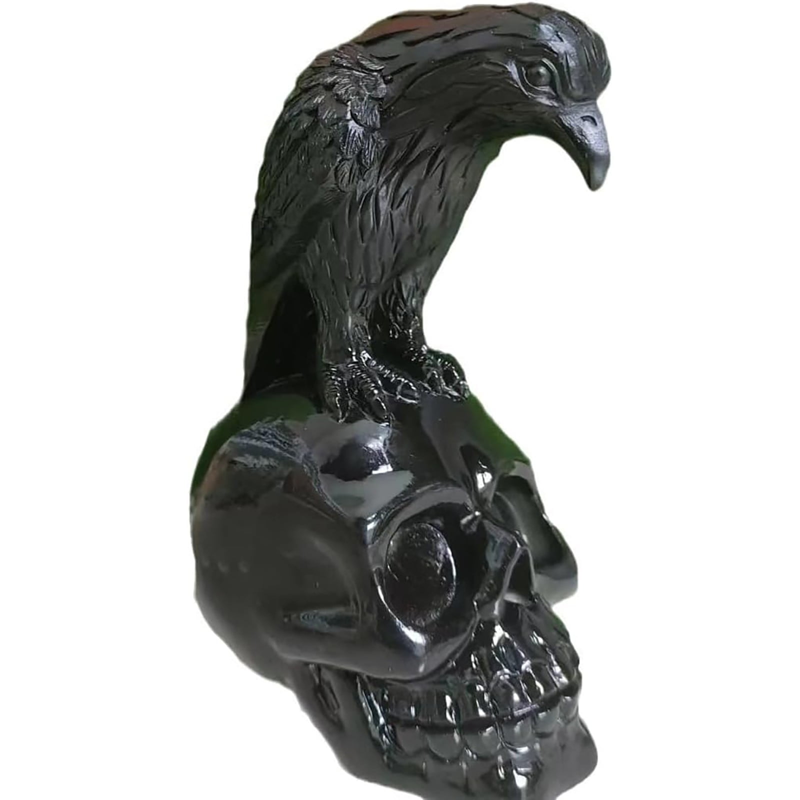 Gothic Krähen-Statue Auf Totenkopf - Halloween Deko Aus Resin