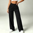 thumbnail image 4 of Womens Casual High Waist Straight Leg Pants Women's Casual Solid With Pocket Elastic Waist Pants Sweatpants Black M, 4 of 8